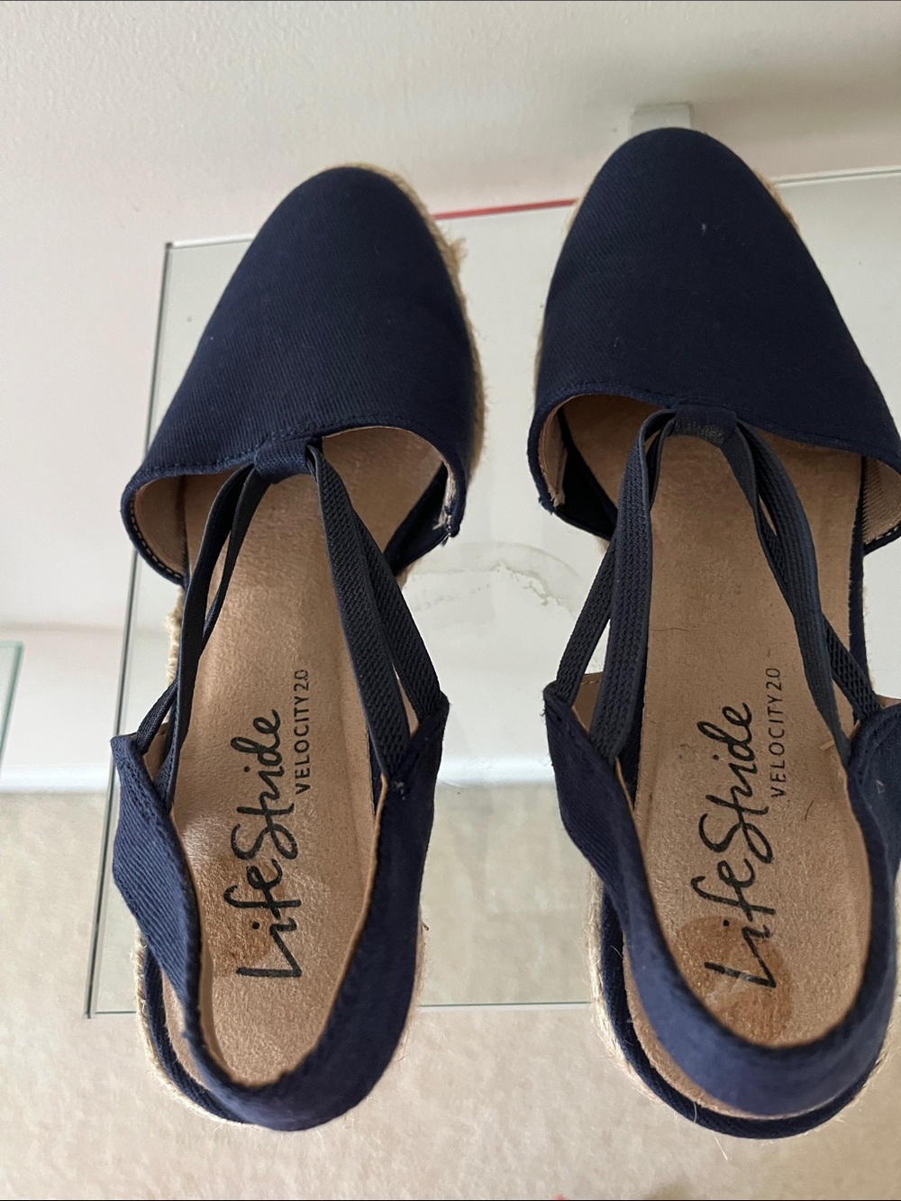 Life Stride Navy Canvas Espadrille Slingbacks